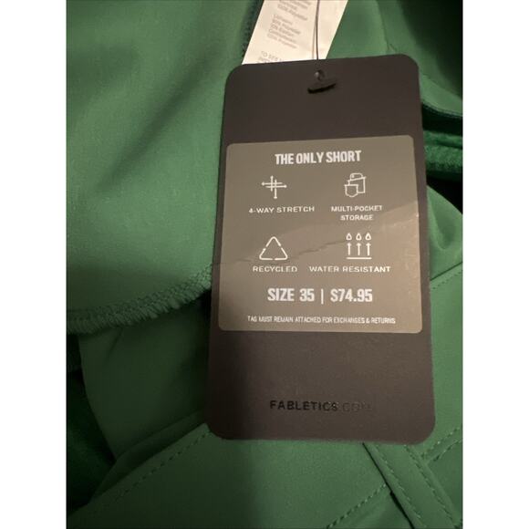 Fabletics The Only Short Men's Size 35 Green 4-Way Stretch Water Resistant Golf - Picture 3 of 4